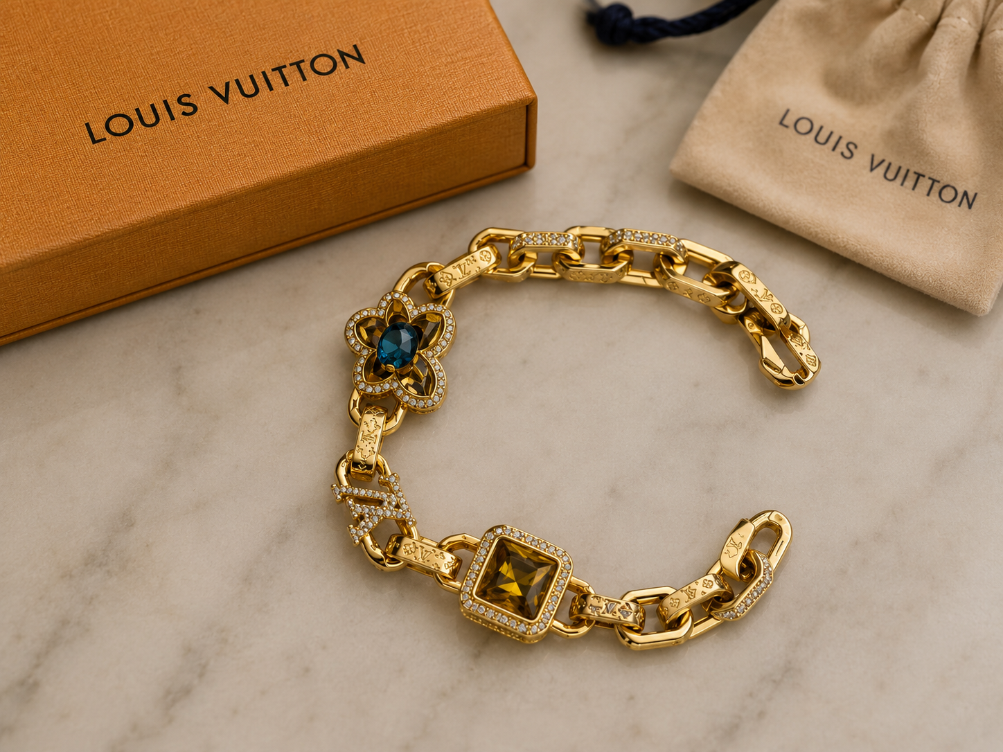 Gold in color LV Men Bracelet