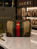 Large Tan and Brown GG Speedy