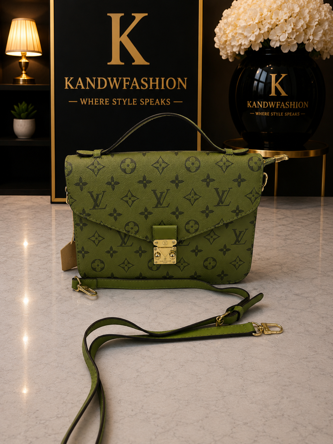 Green and Black LV crossbody
