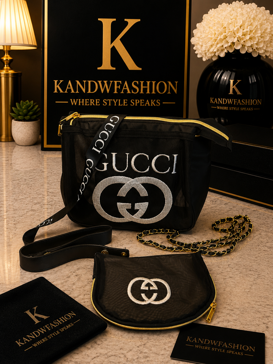 Two piece GG see-through mash Crossbody