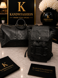 Black leather LV travel set