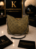 Tan and black jean, LV bag