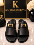 Black and Silver H slipper (Men) 10