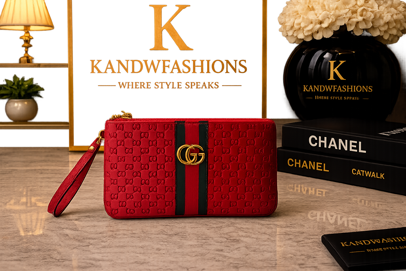 Red GG wristlet