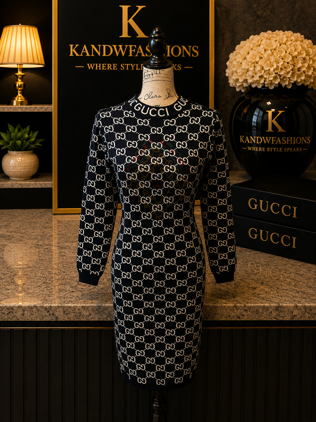 Navy blue GG dress