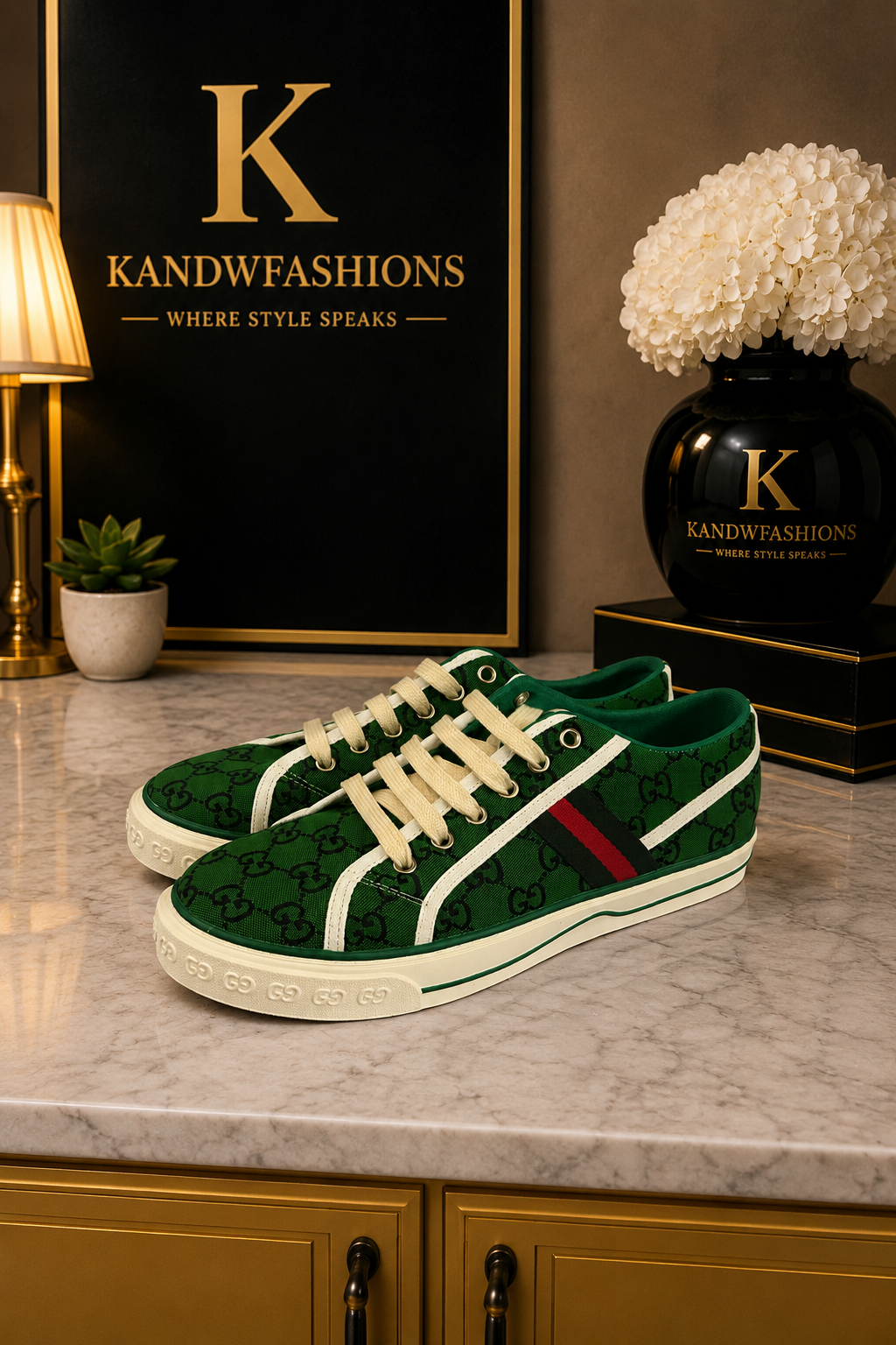 Men’s Green GG Sneakers Size 10