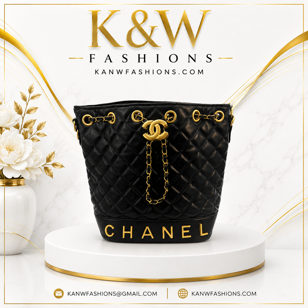 CC black and gold bucket bag