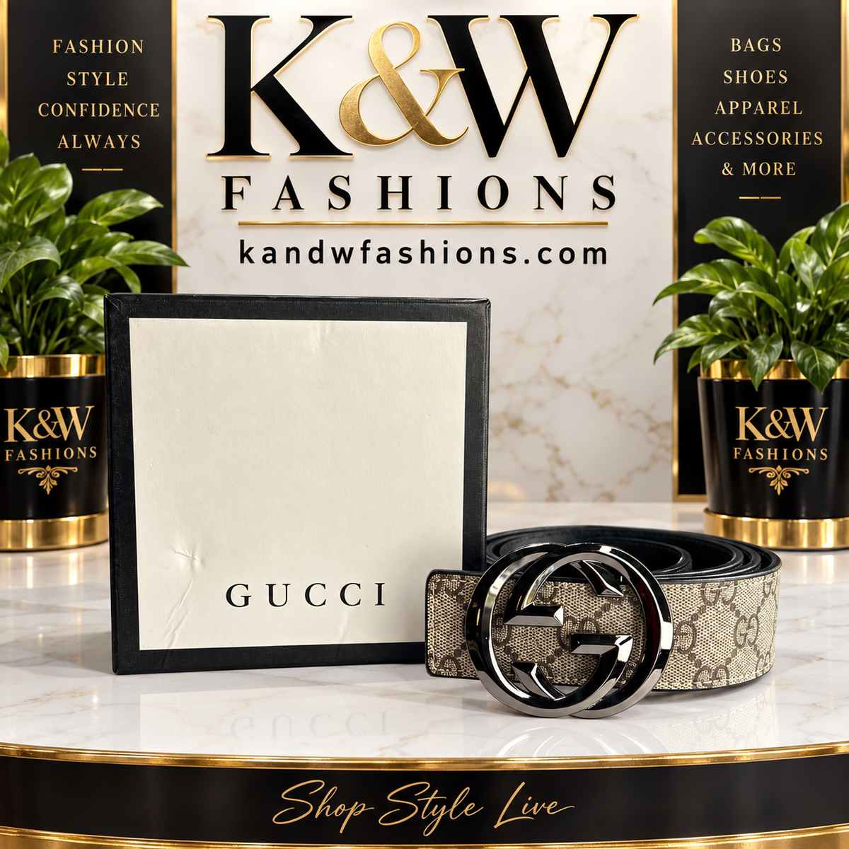 Tan and Silver GG Belt