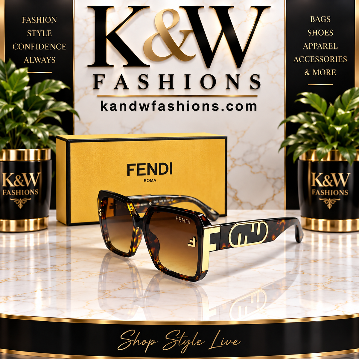 Brown and Black F Sunglasses